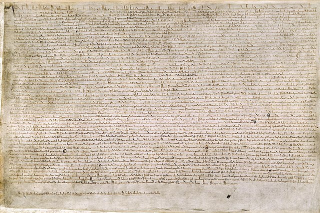 La Magna Carta est signée le 15 juin 1215 par le roi d'Angleterre