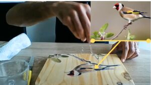 Handmade Wood Decor transfer a laser image goldfinch